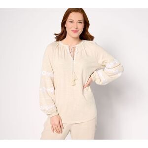 Belle by Kim Gravel Women's Top Plus Sz 5X Santorini Fantasy Brown A643642